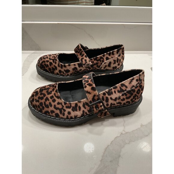 Torrid Mary Jane Velour Leopard Print Chunky Heel Size 9 Wide Grunge Punk 90s - Picture 2 of 7